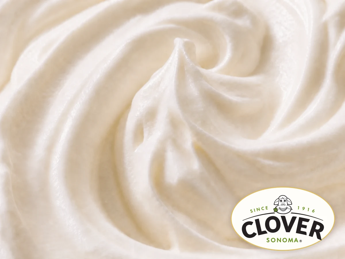 Smooth cream with the Clover Sonoma logo